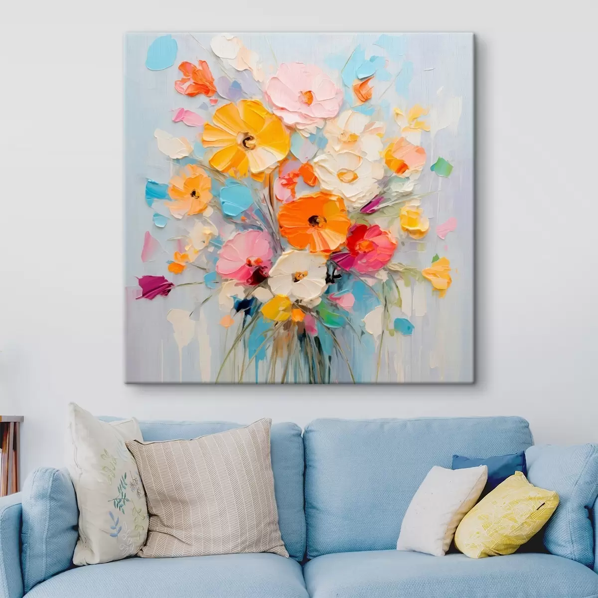 Fototapete Blumenmotiv: abstrakter Blumenstrauß in Pastelltönen s45599