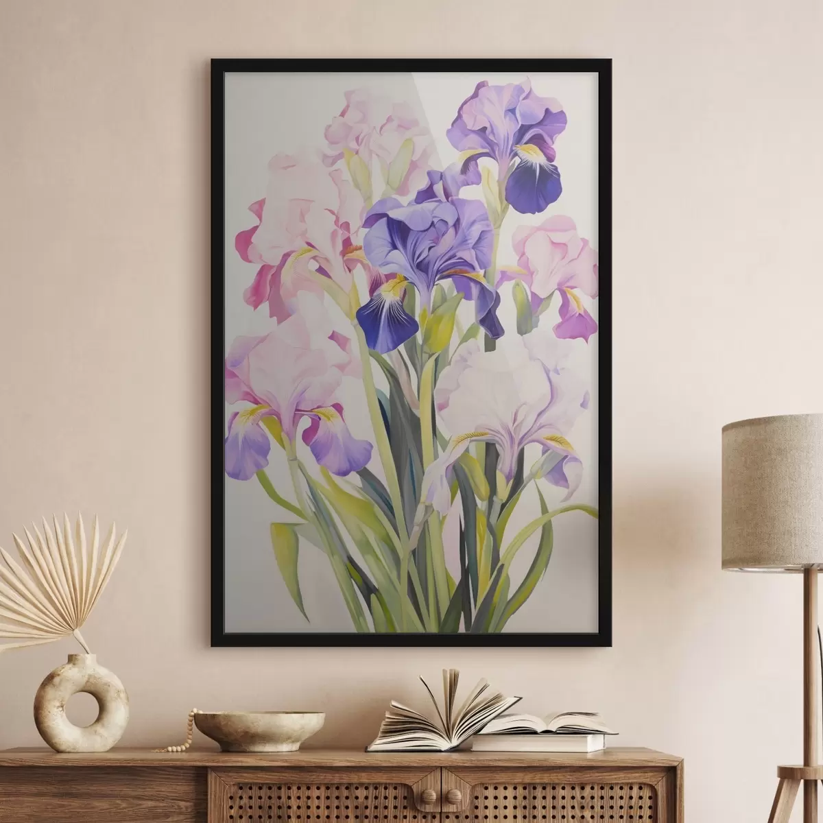 Poster Blumenstrauß aus Schwertlilien in Lila-Tönen f45597