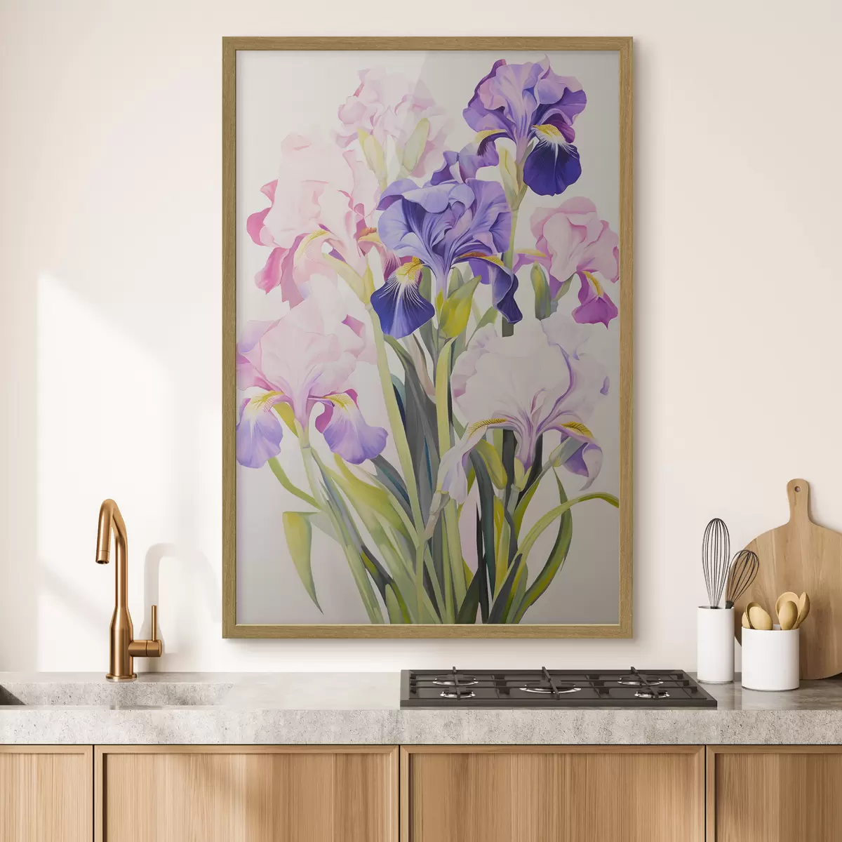Poster Blumenstrauß aus Schwertlilien in Lila-Tönen f45597