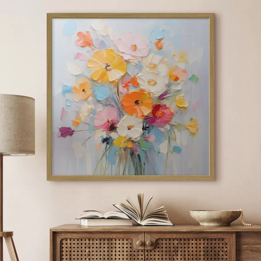 Fototapete Blumenmotiv: abstrakter Blumenstrauß in Pastelltönen f45599