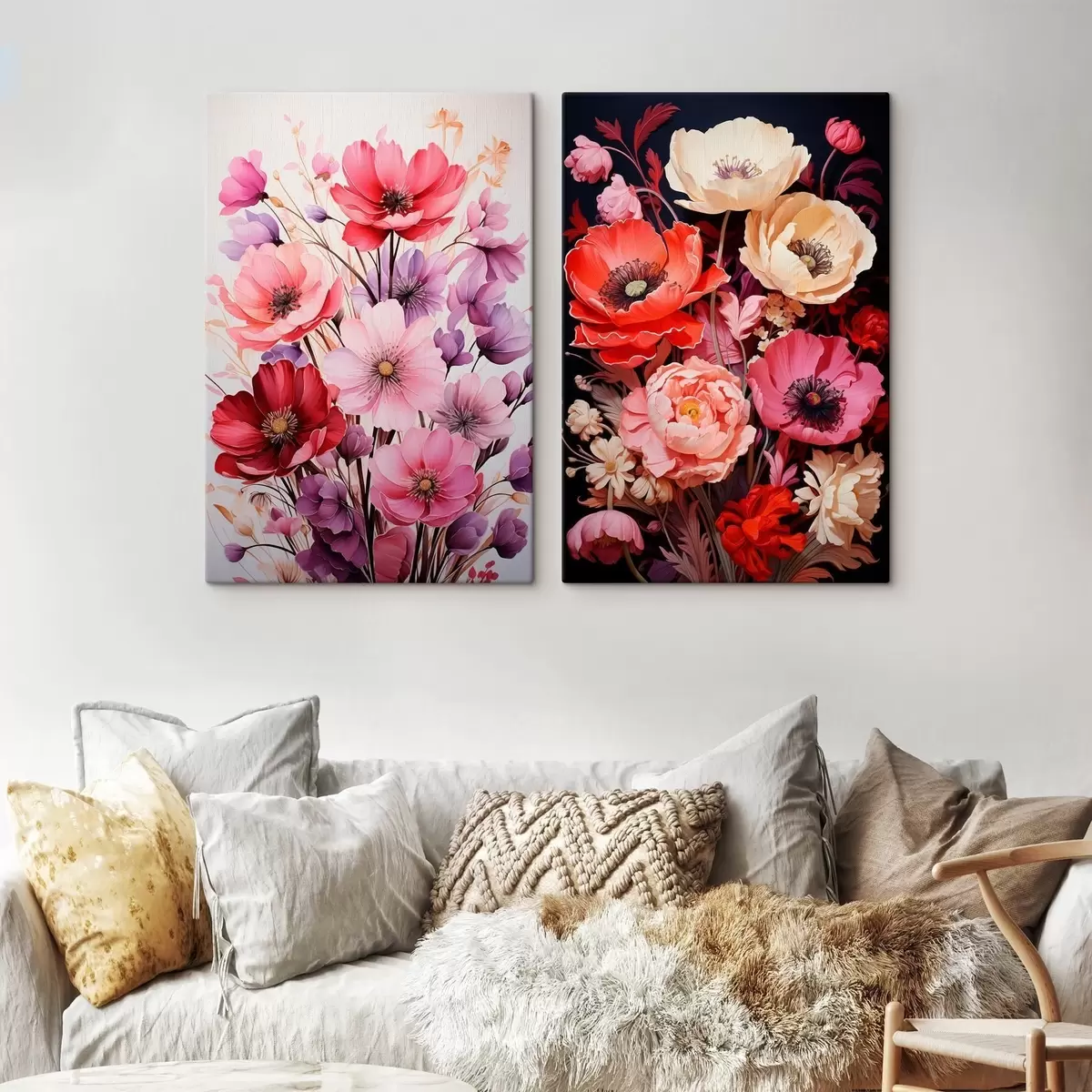 Fototapete Mohnblumensträuße in Pastell- und kräftigen Farbtönen m00661