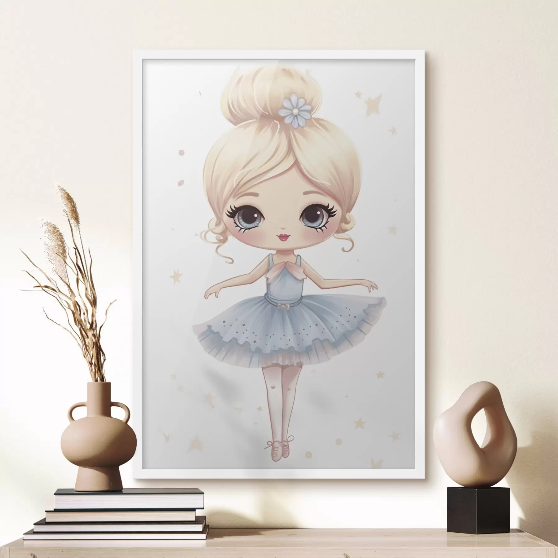 Fototapete Ballerina-Puppe in einem blauen Kleid mit Schleife f45481