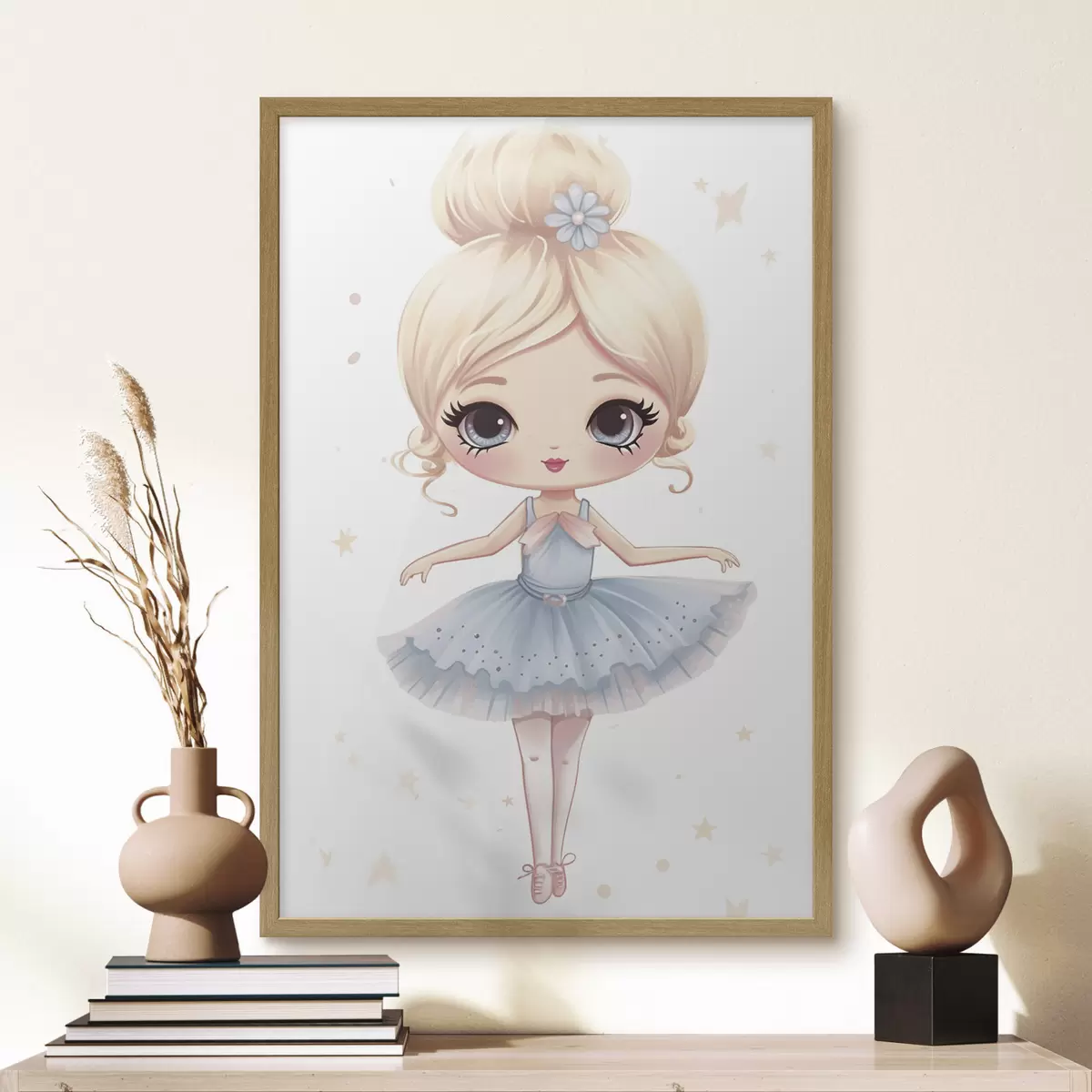 Poster Ballerina-Puppe in einem blauen Kleid mit Schleife f45481