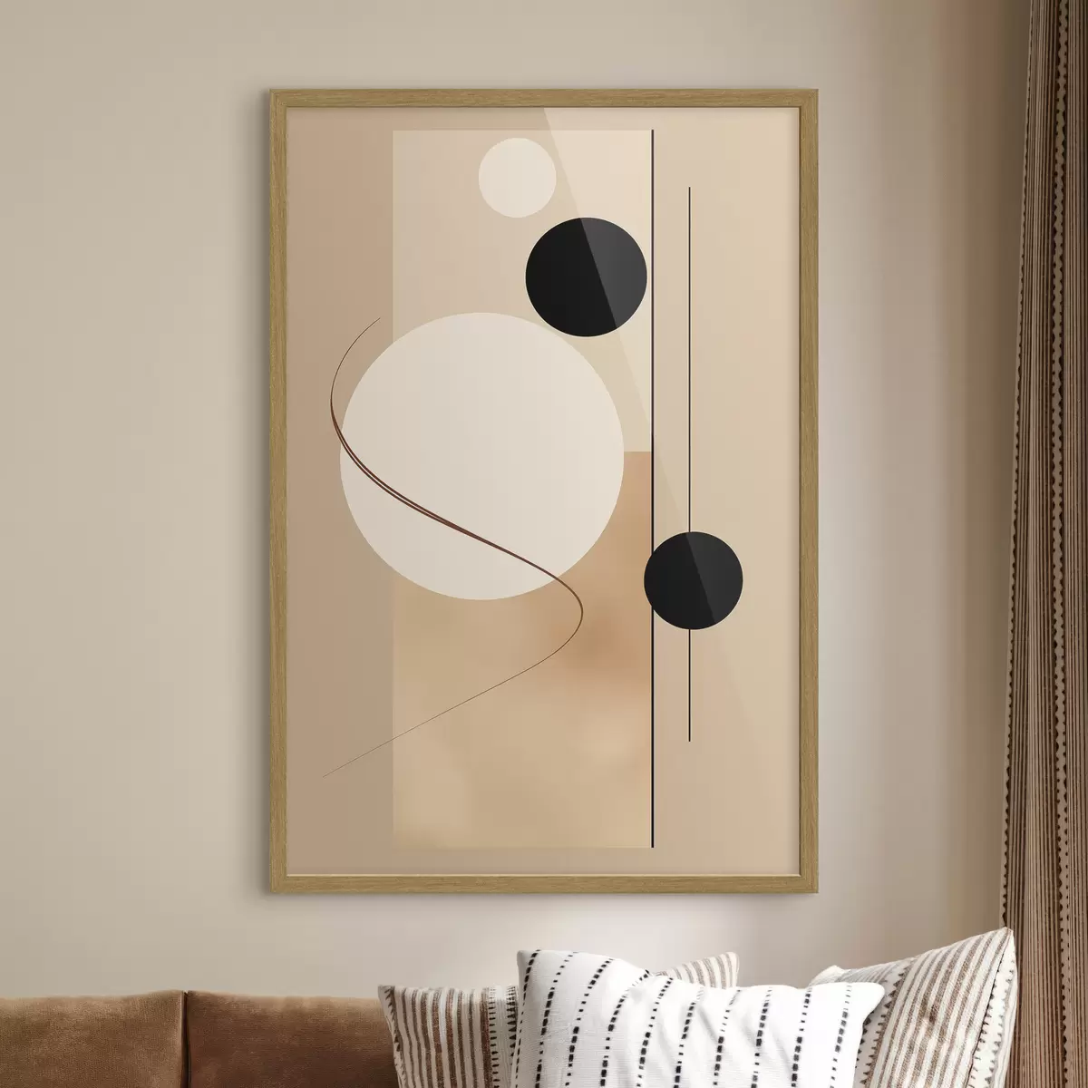 Poster Minimalistische abstrakte Kreise auf einem beigen Hintergrund f45699