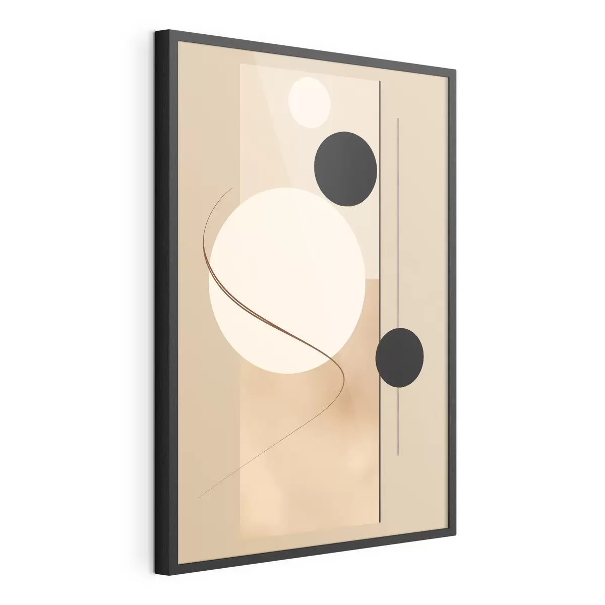 Poster Minimalistische abstrakte Kreise auf einem beigen Hintergrund f45699