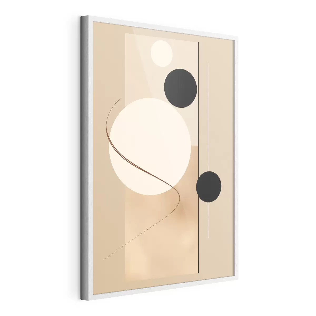 Poster Minimalistische abstrakte Kreise auf einem beigen Hintergrund f45699
