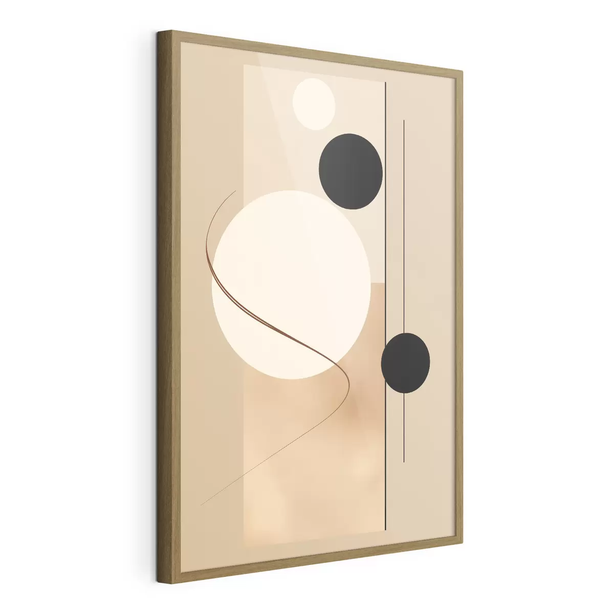 Poster Minimalistische abstrakte Kreise auf einem beigen Hintergrund f45699