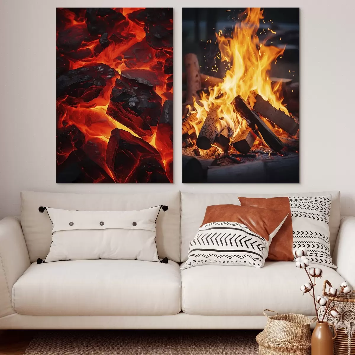 Fototapete Brennende Kohlen und flammendes Feuer in der Dunkelheit m00696
