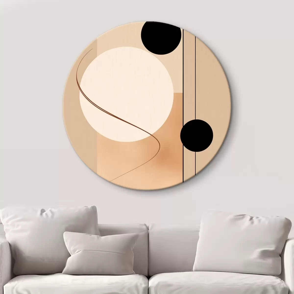 Runde Wandbilder Minimalistische abstrakte Kreise auf einem beigen Hintergrund r45699