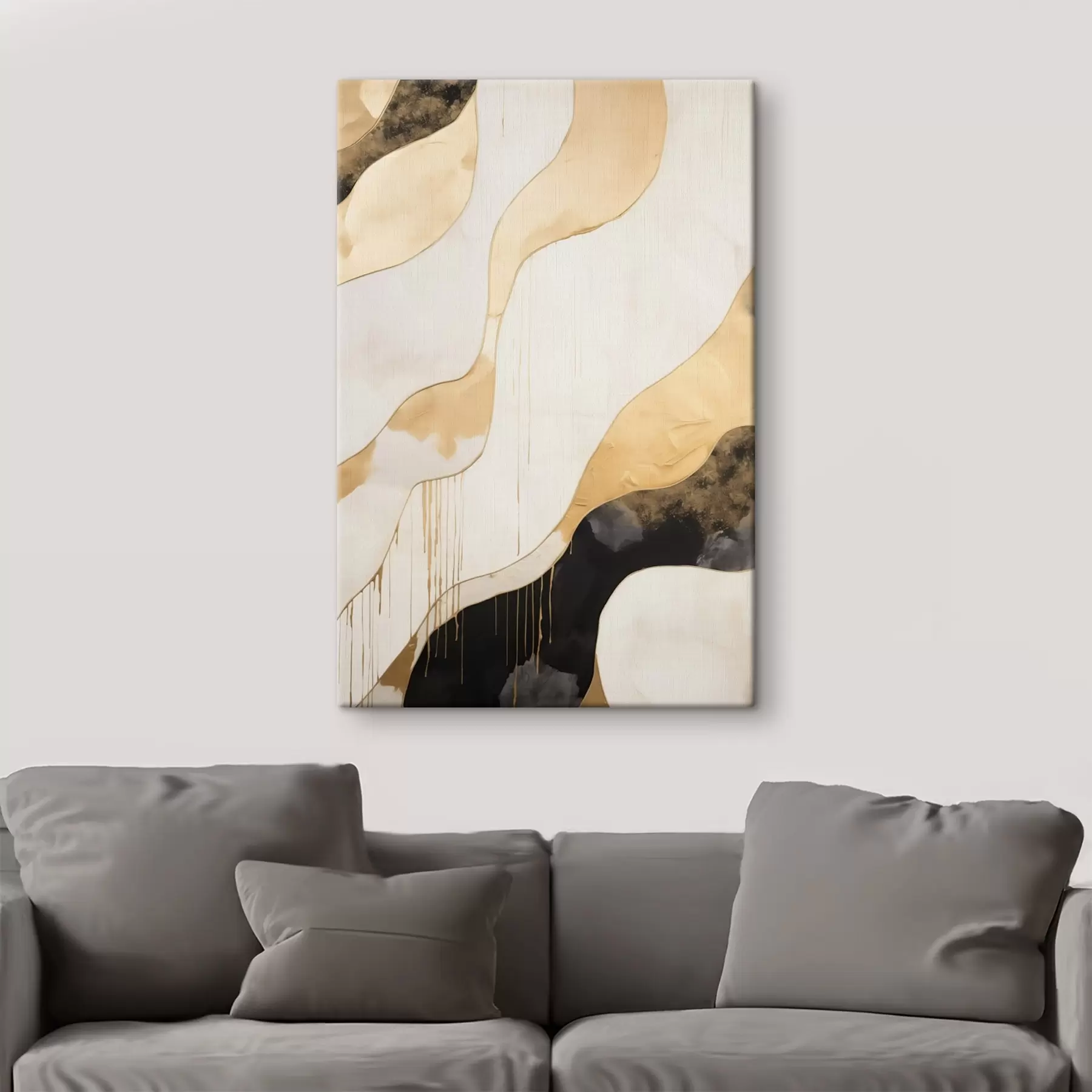 Fototapete Abstrakte orangefarbene und schwarze Wellenlinien s45694