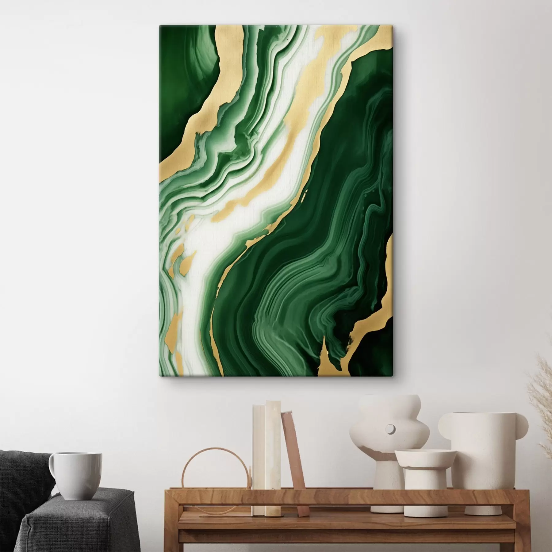 Fototapete Grün-weiß-gelbe Marmortexturen s45695