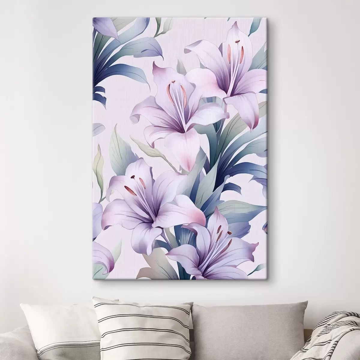 Fototapete Große rosa-violette Lilien mit grünen Blättern s45698