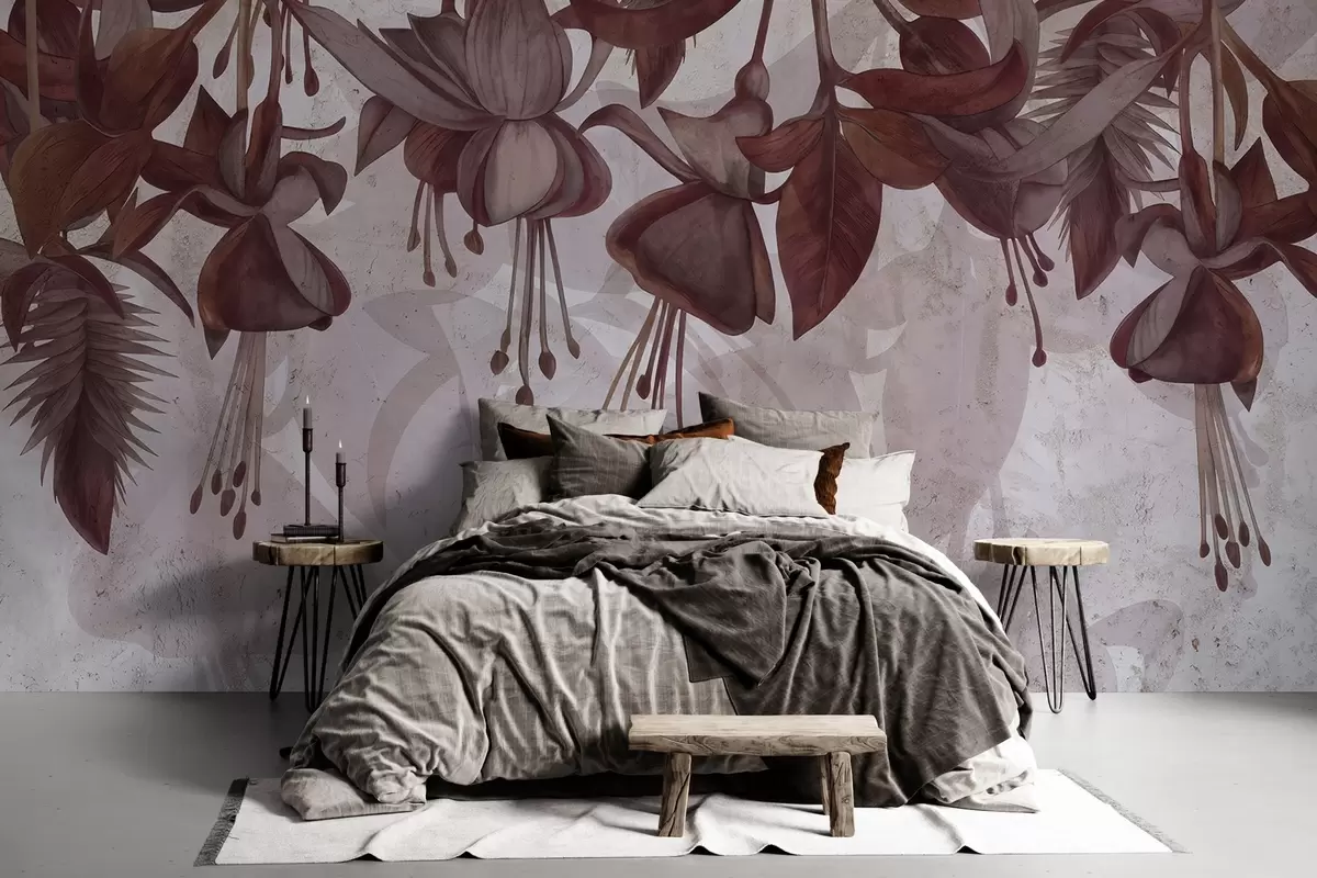 Fototapete Hängende Blumen im Grunge-Stil w04472