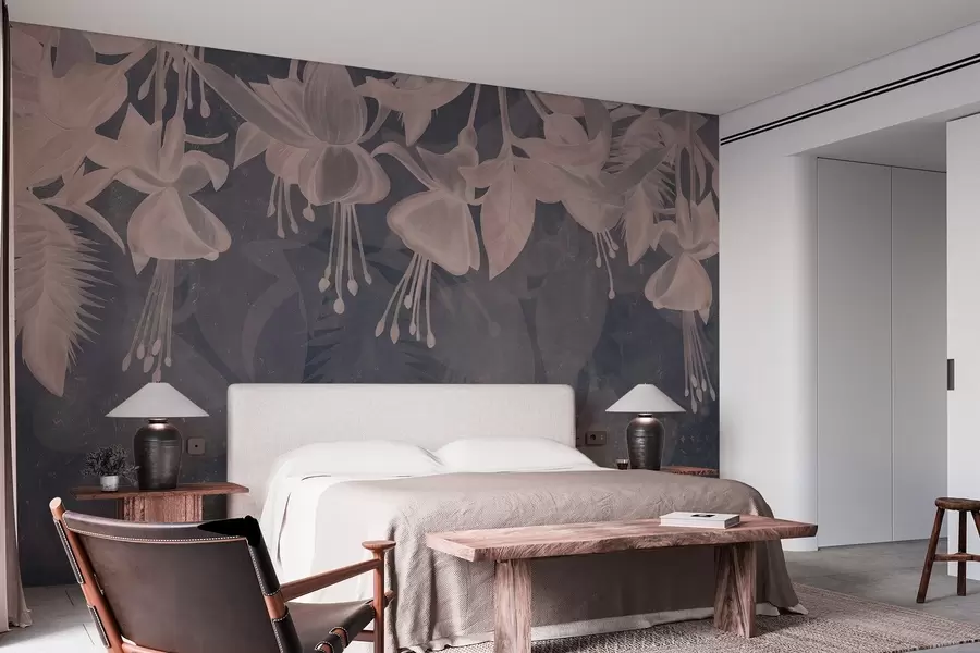 Fototapete Hängende Blumen im Grunge-Stil w04472v2