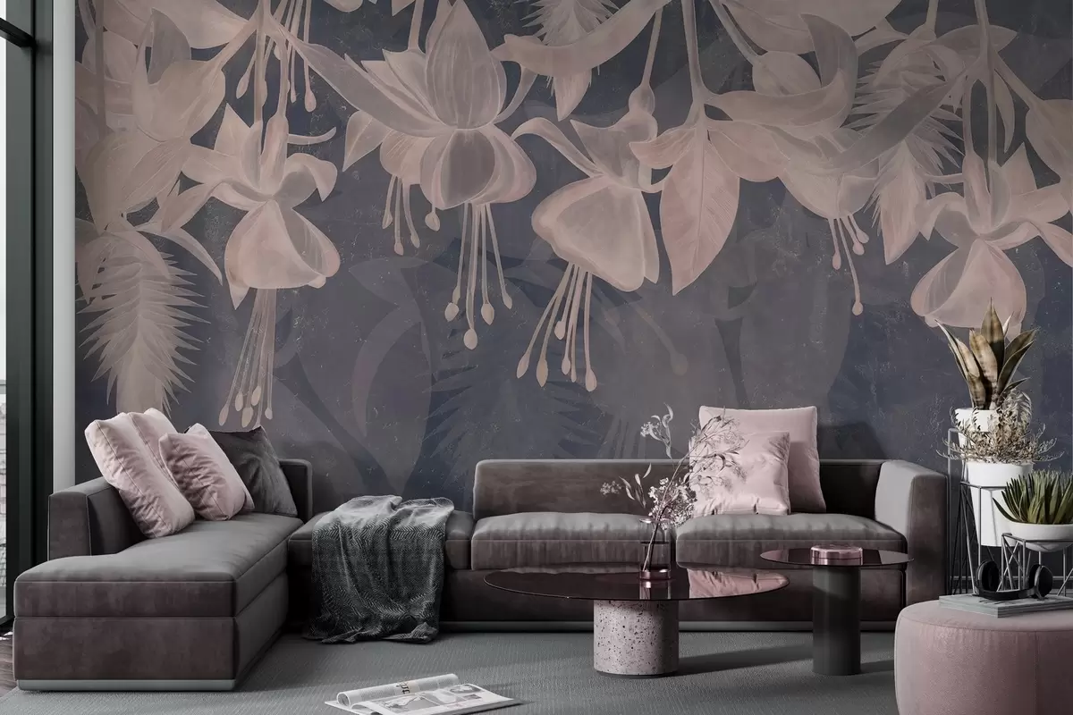 Fototapete Hängende Blumen im Grunge-Stil w04472v2