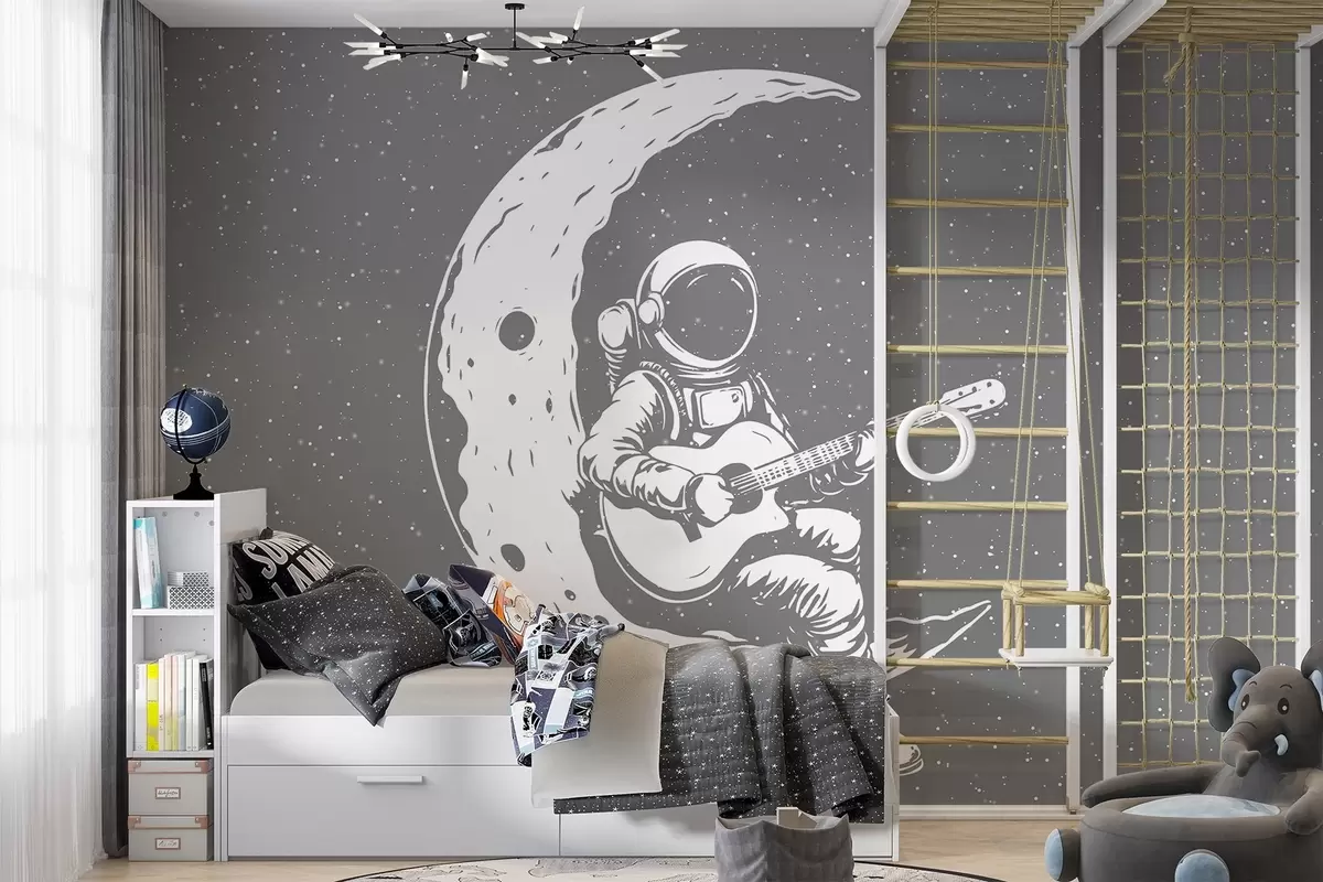 Fototapete Kosmonaut, Mond, Gitarre w04514