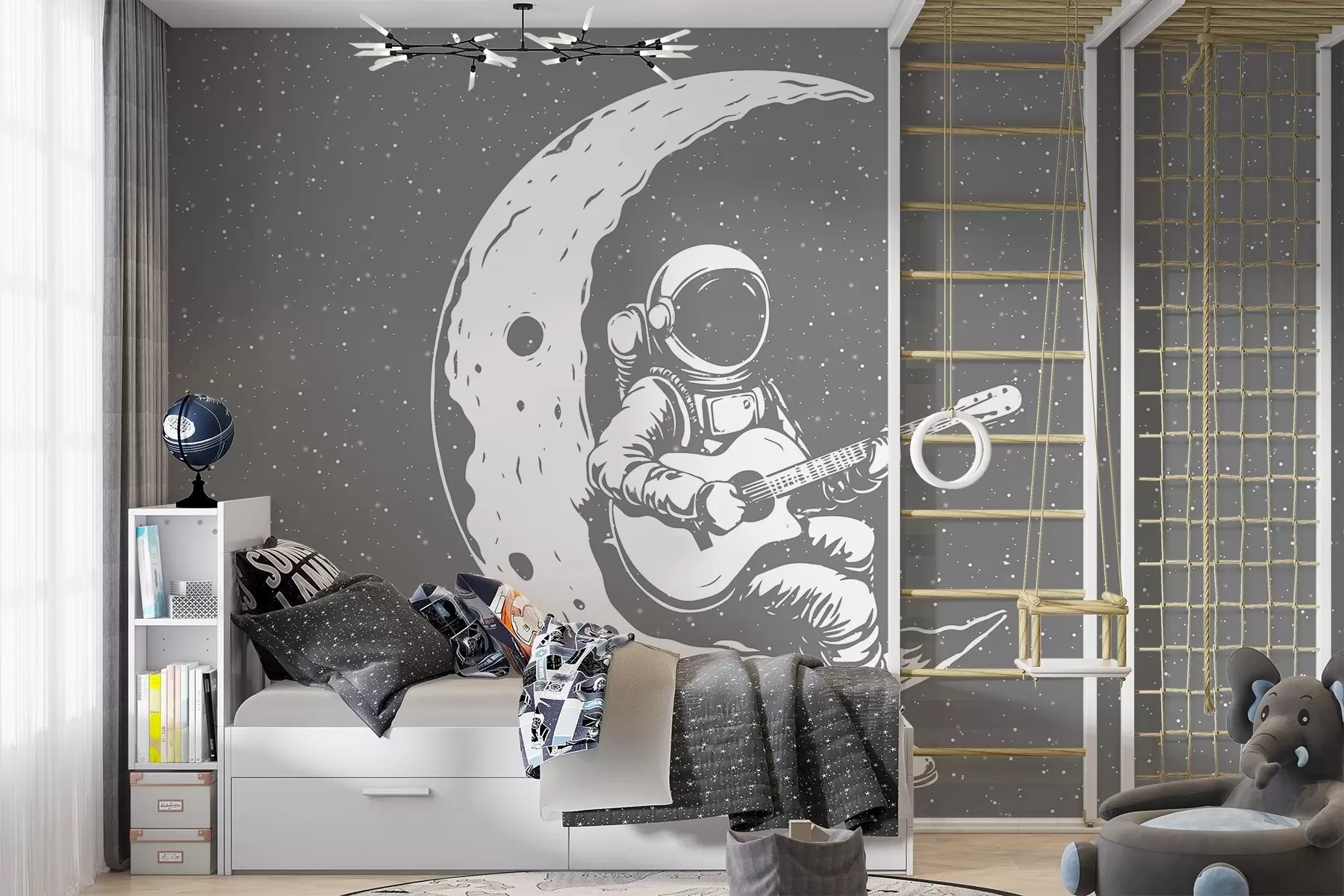 Fototapete Kosmonaut, Mond, Gitarre w04514