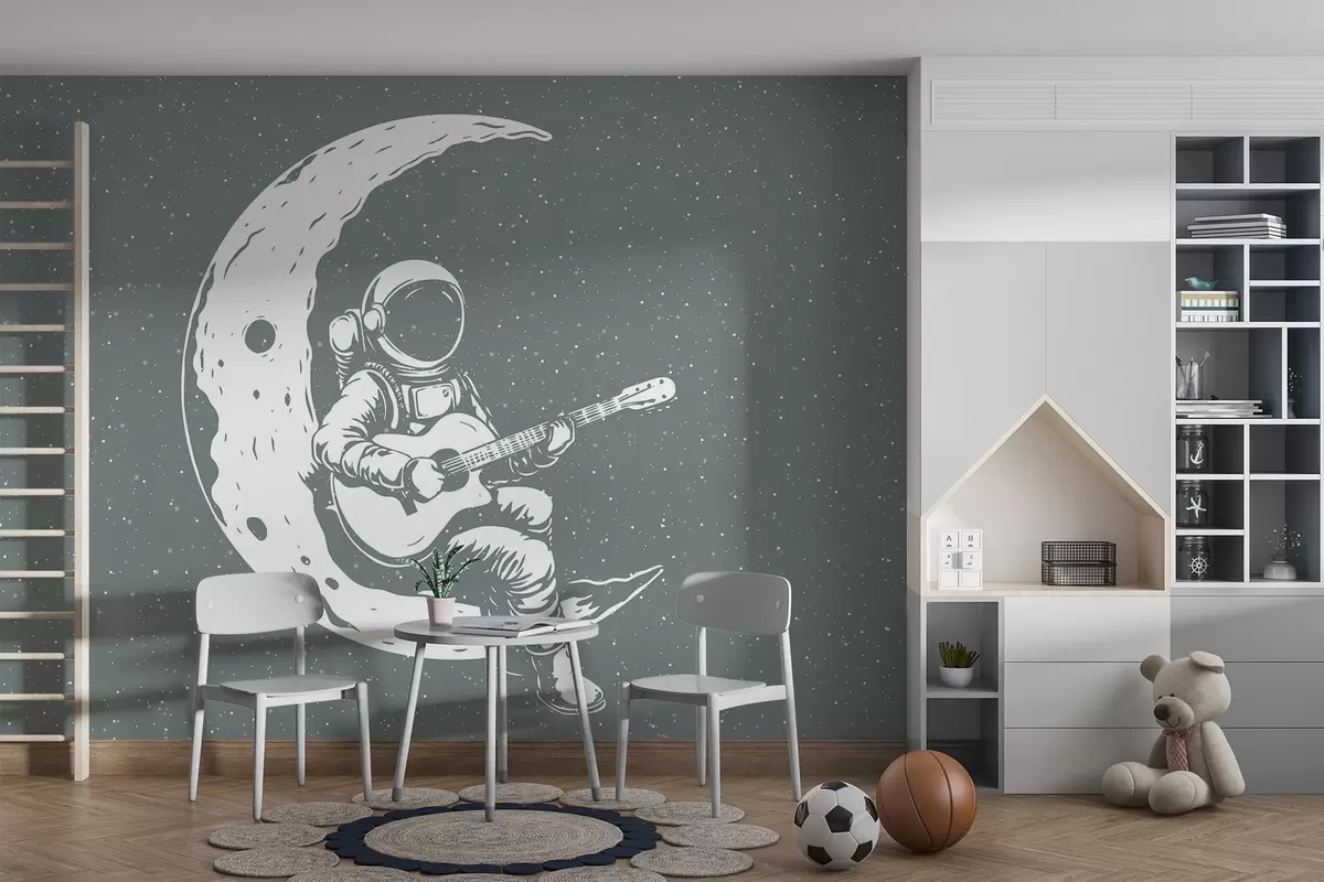 Fototapete Kosmonaut, Mond, Gitarre w04514v1