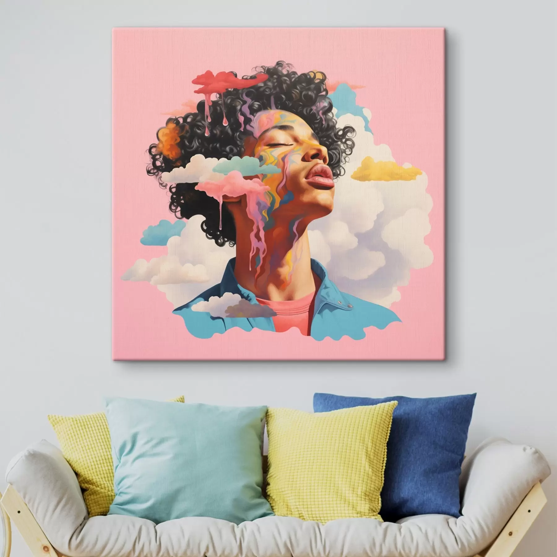 Fototapete Träumer in den Wolken im Aquarellstil s45636