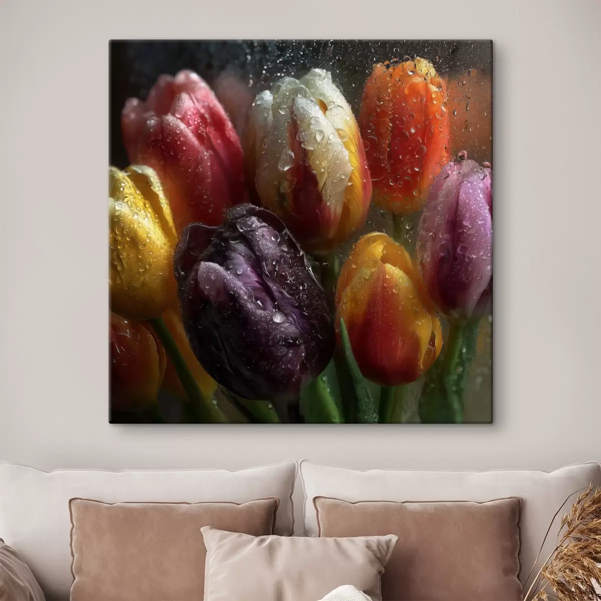 Fototapete Tulpen im Regen: leuchtende Farben s45642