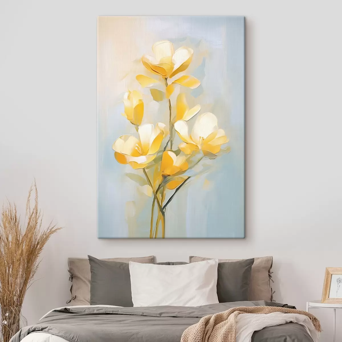 Fototapete Zarte gelbe Blumen im Stil der Ölmalerei s45651