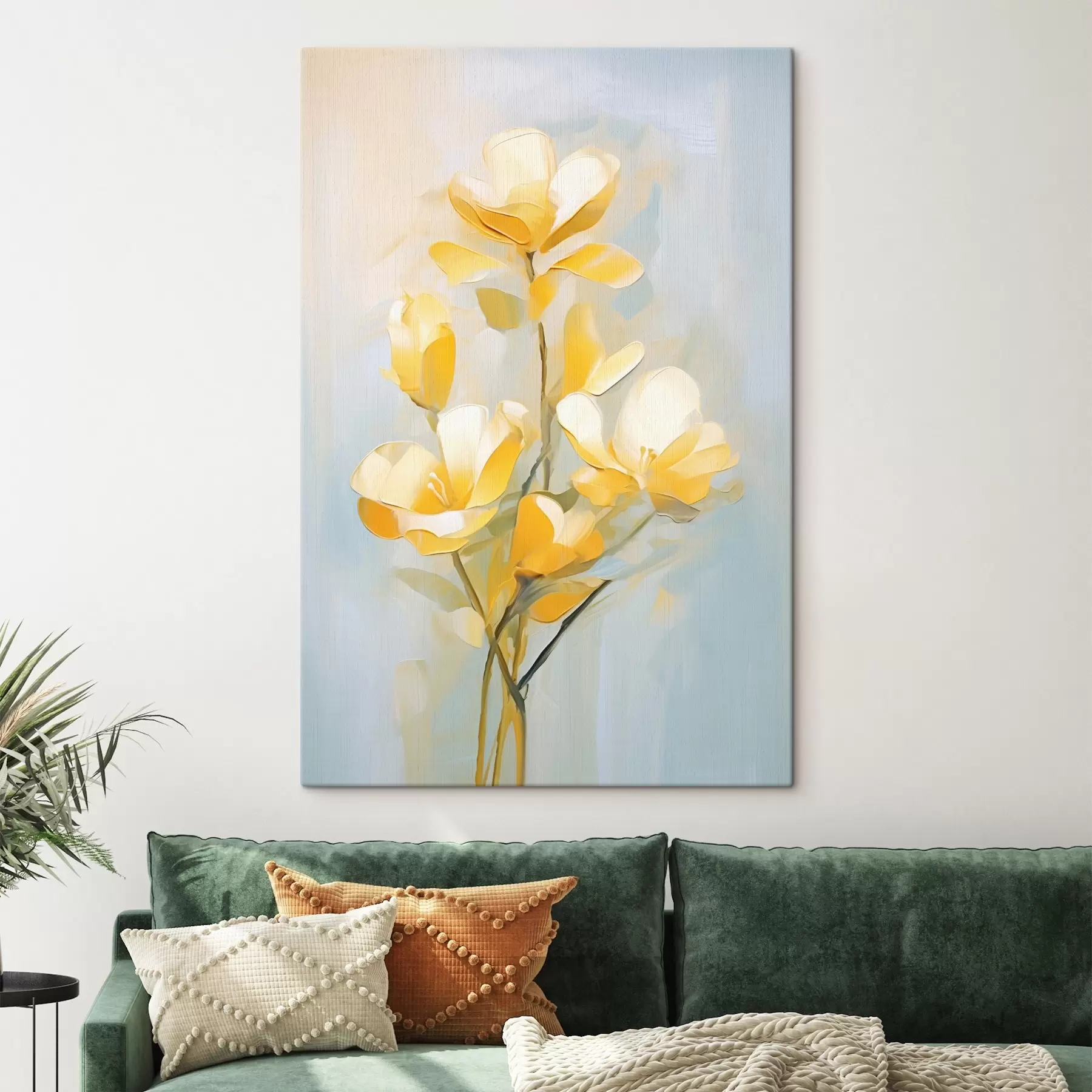 Fototapete Zarte gelbe Blumen im Stil der Ölmalerei s45651