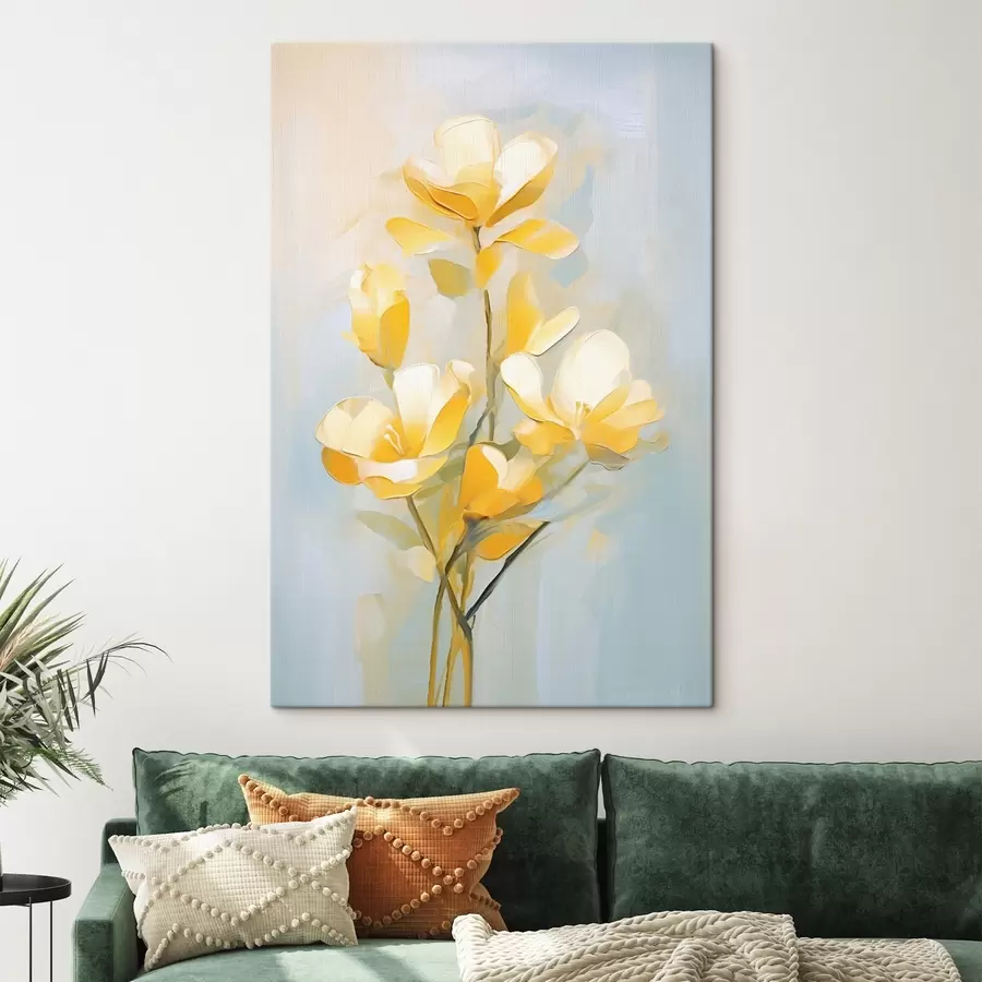Fototapete Zarte gelbe Blumen im Stil der Ölmalerei s45651