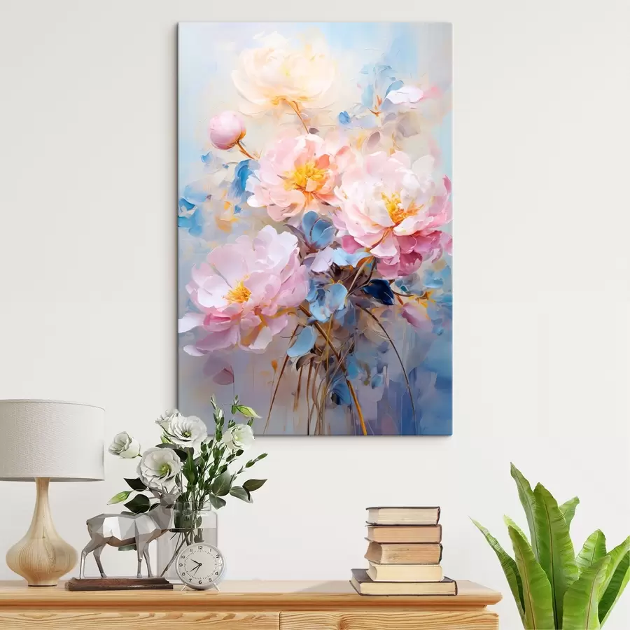 Fototapete Abstrakte Blumen: rosa und blaue Farbtöne s45652