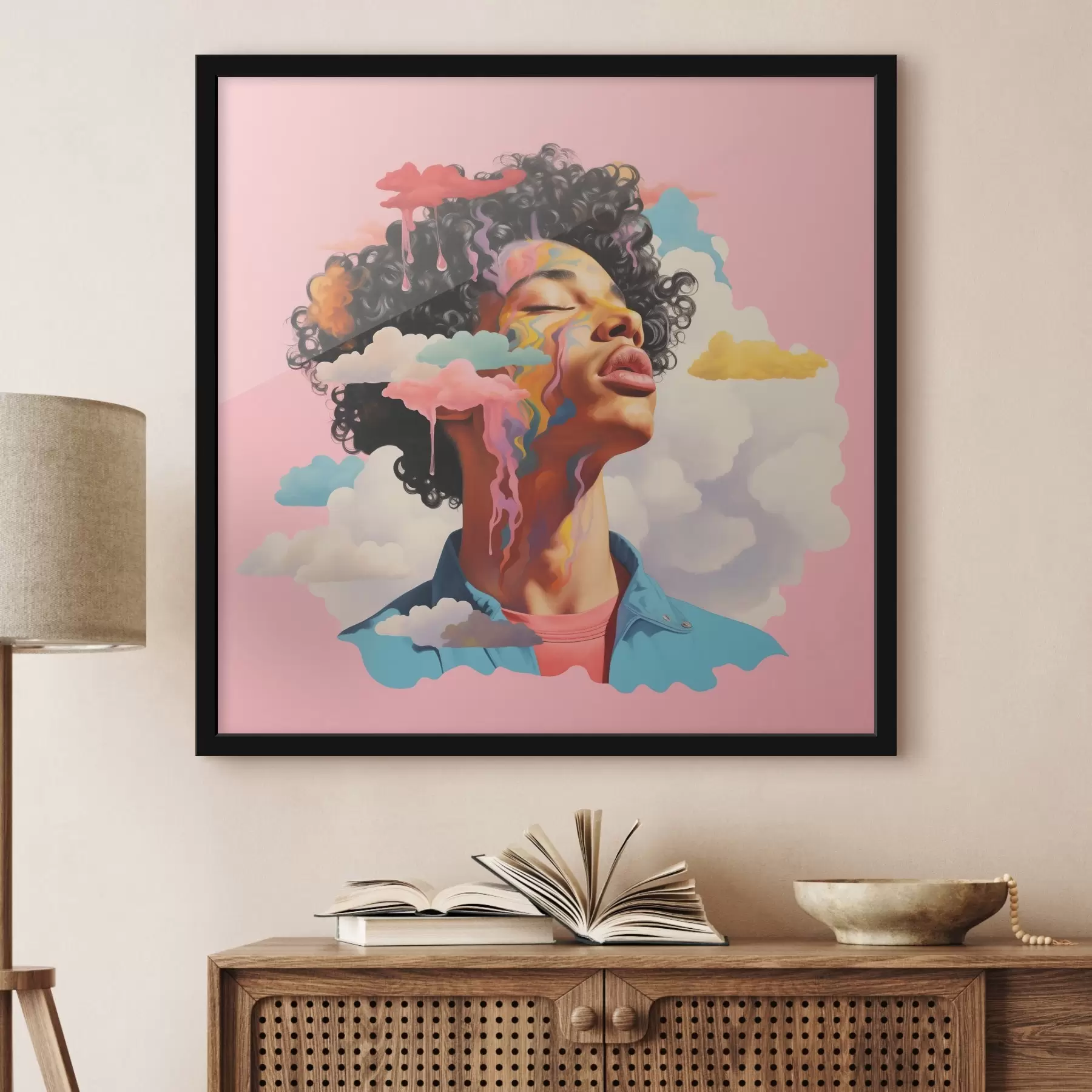 Fototapete Träumer in den Wolken im Aquarellstil f45636