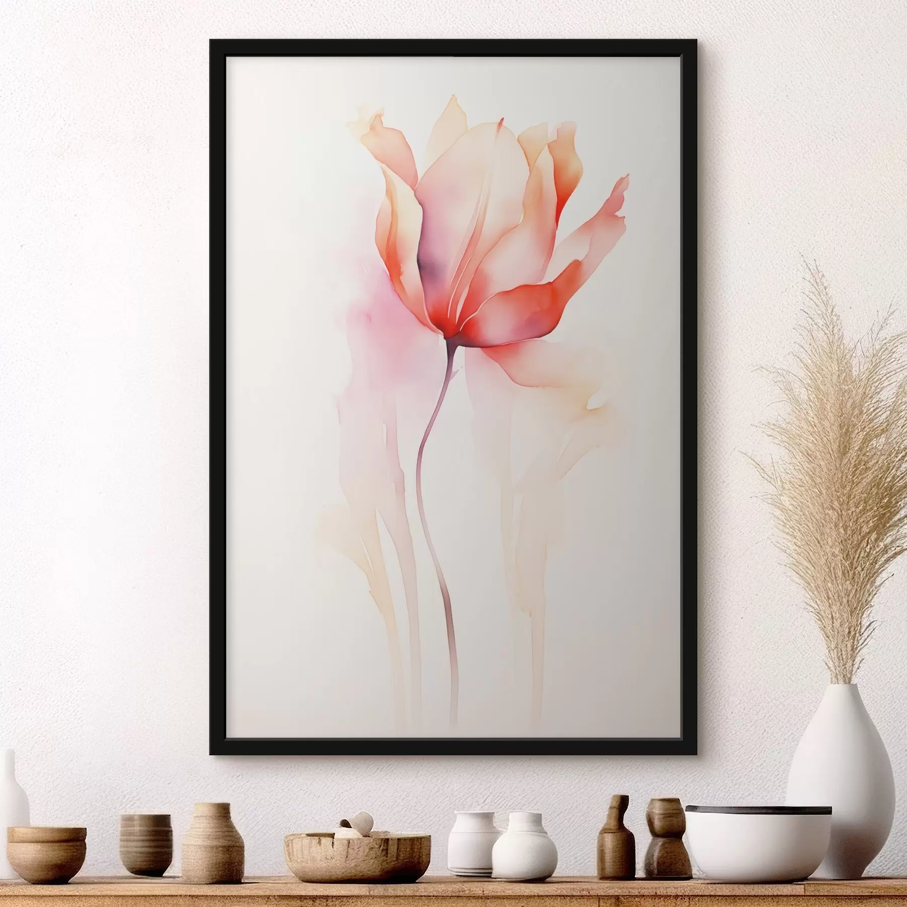 Fototapete Floraler Minimalismus im Aquarellstil f45637