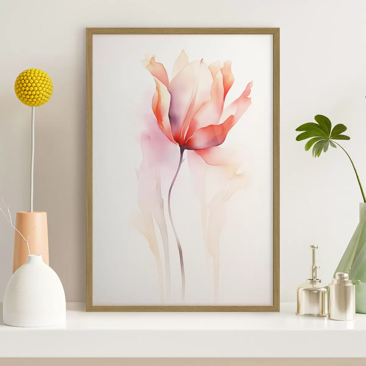 Poster Floraler Minimalismus im Aquarellstil f45637