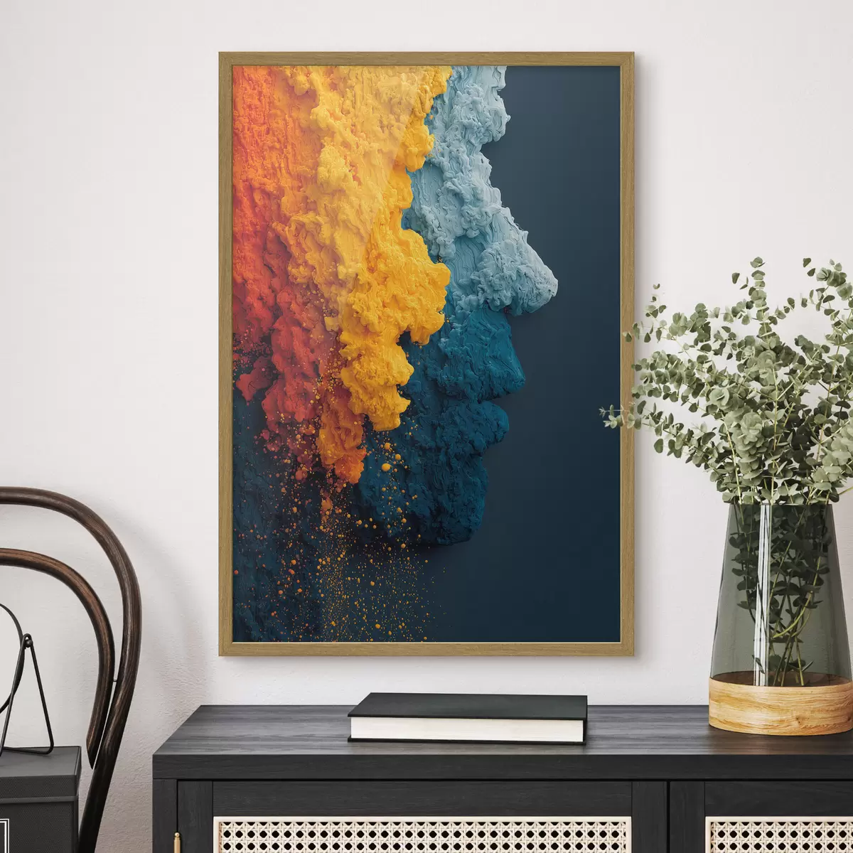 Poster Dynamisches Porträt mit farbigen Lacken f45638