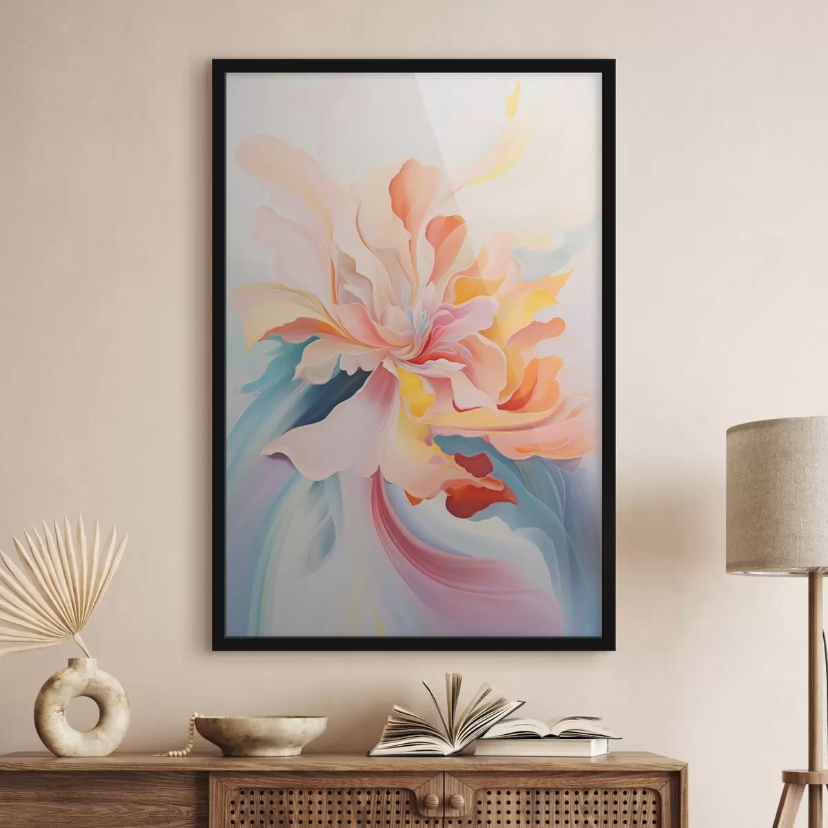 Poster Abstrakte Blume in Pastelltönen f45640