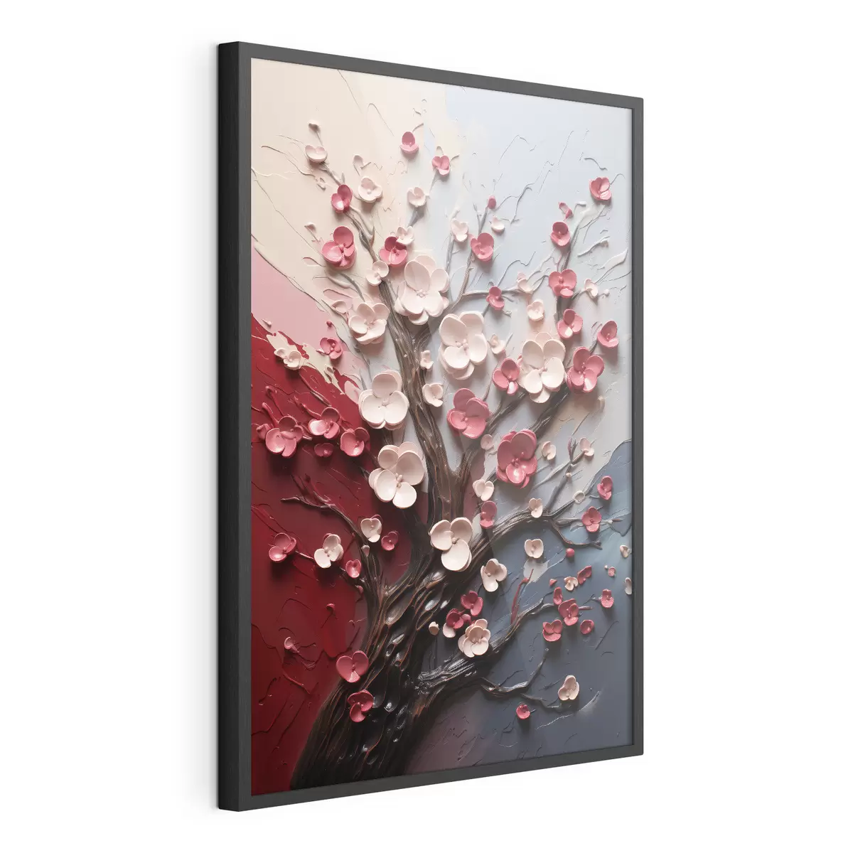 Poster Volumetrische Sakura in strukturiertem Malstil f45650