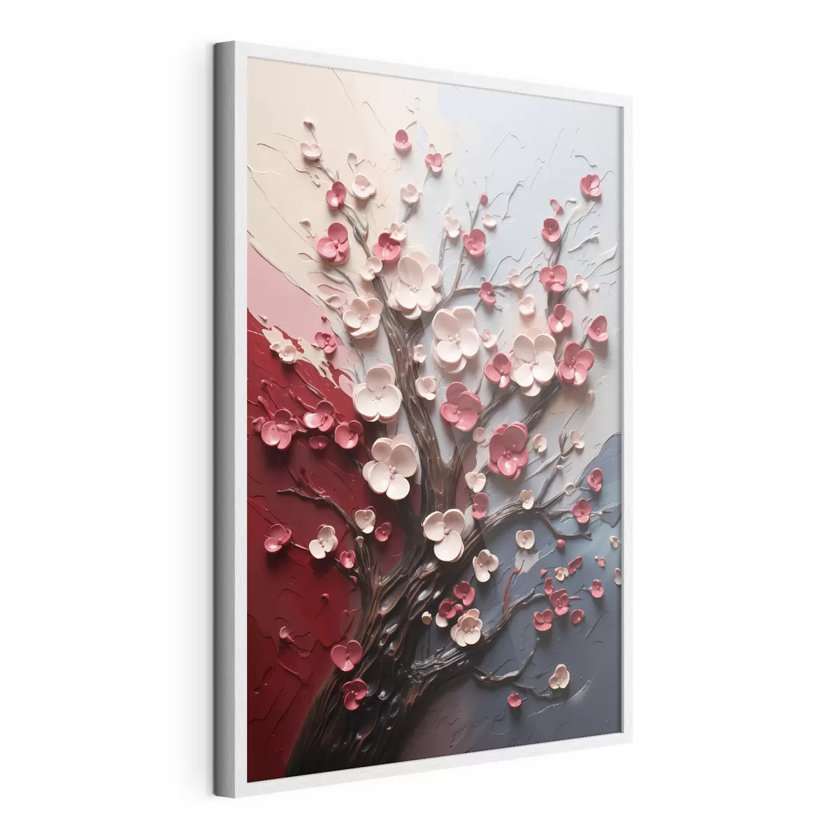 Poster Volumetrische Sakura in strukturiertem Malstil f45650