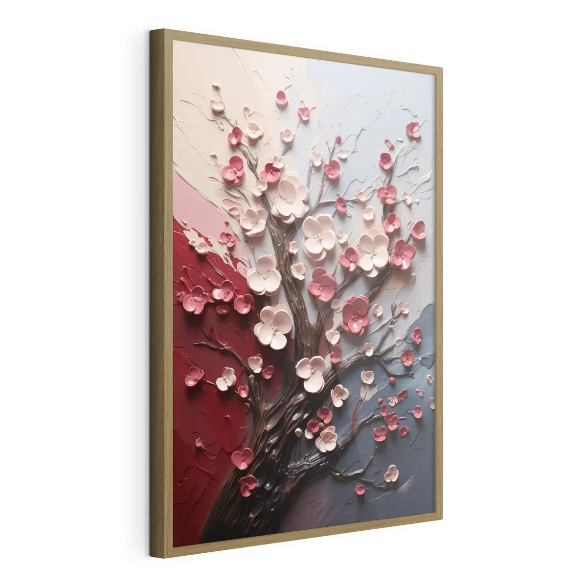 Poster Volumetrische Sakura in strukturiertem Malstil f45650