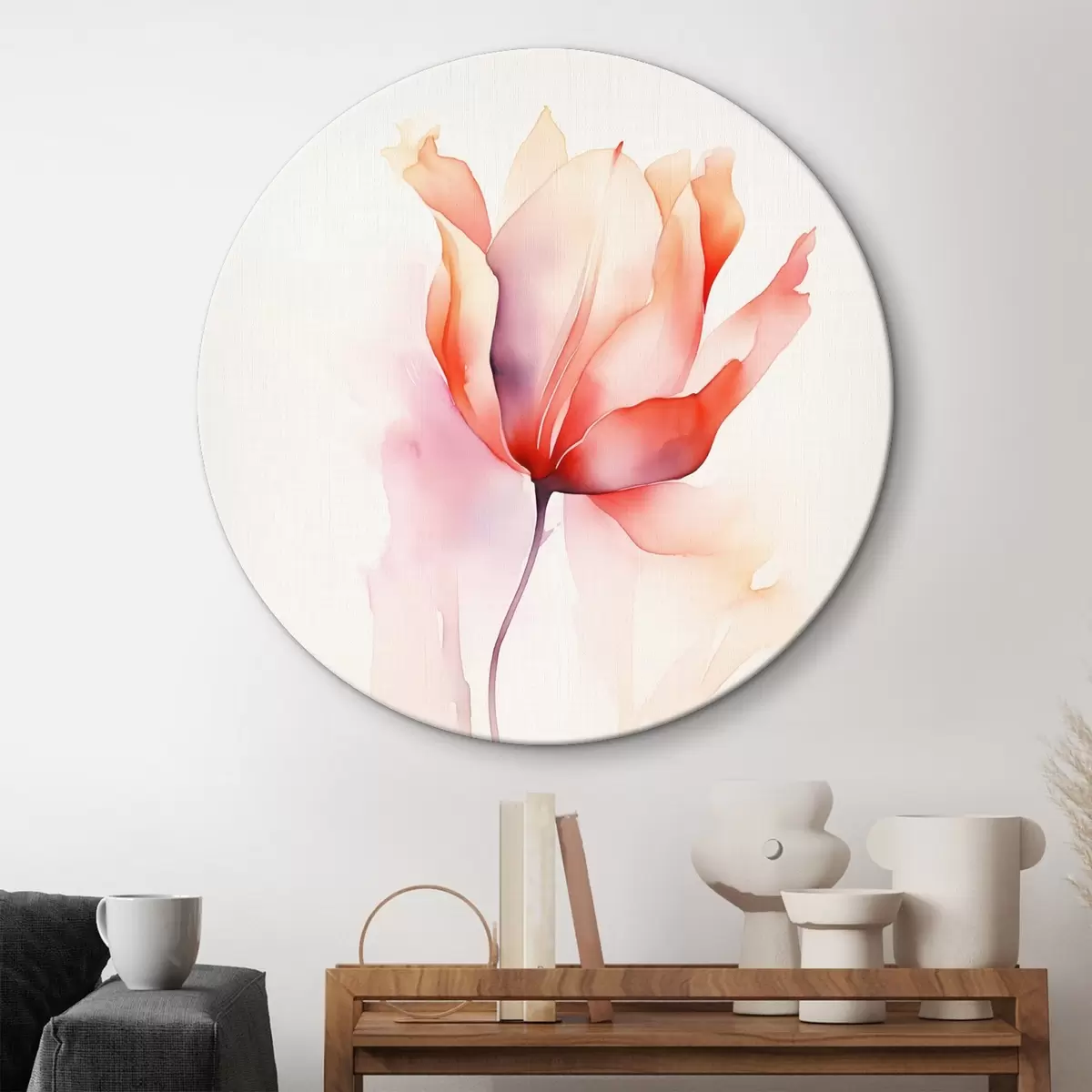 Runde Wandbilder Floraler Minimalismus im Aquarellstil r45637