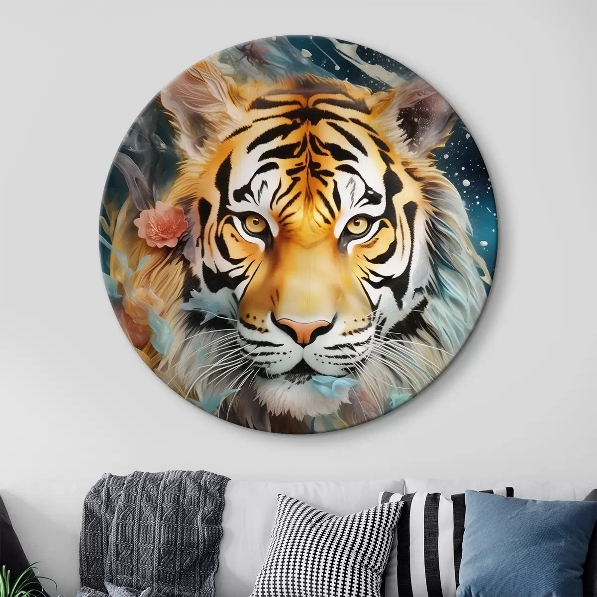 Runde Wandbilder Tiger-Porträt im Fantasy-Stil r45645