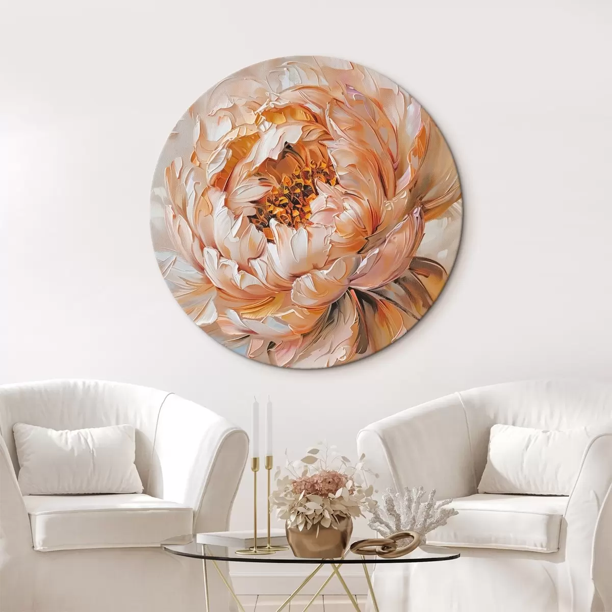 Runde Wandbilder Zarte abstrakte Pfingstrose r45591