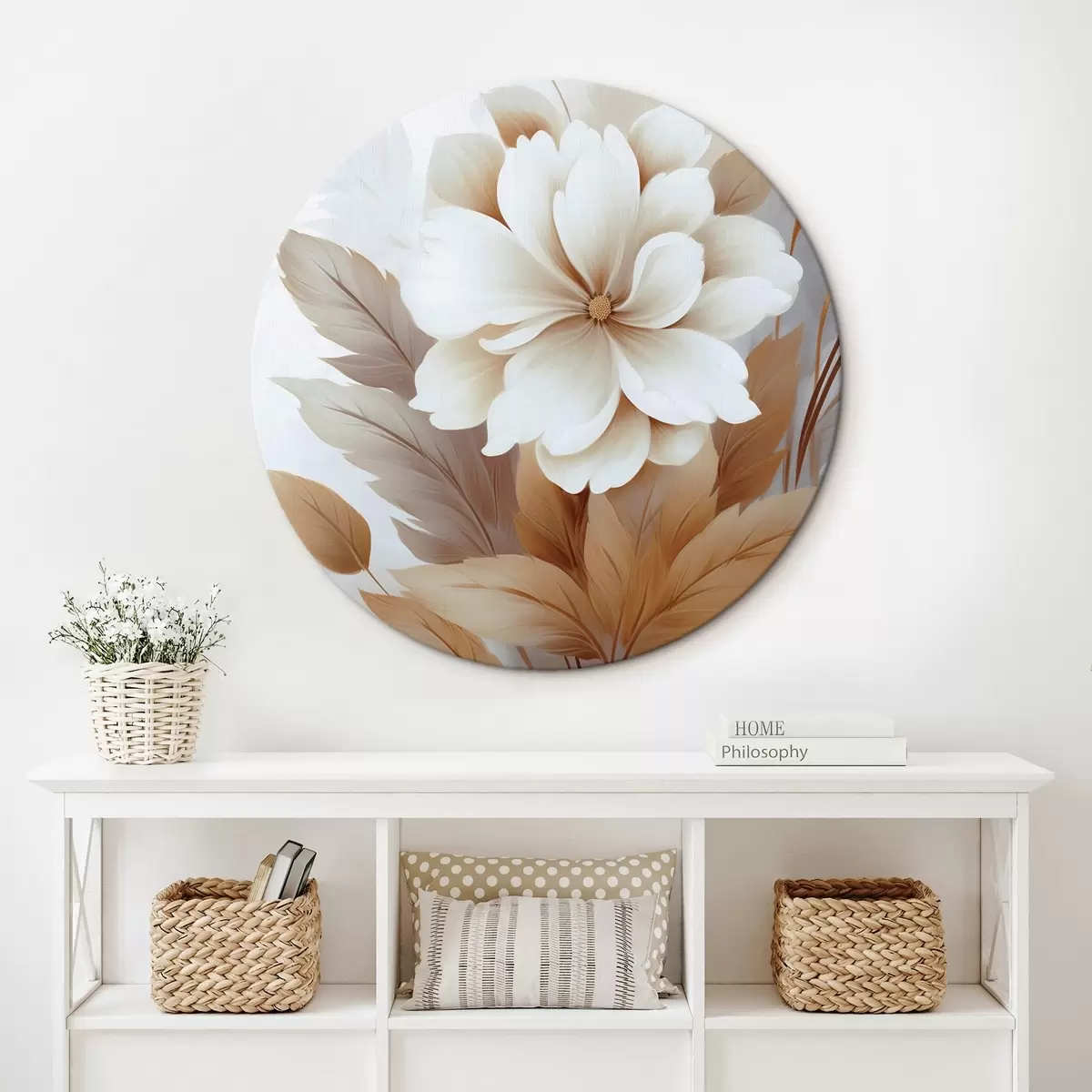 Runde Wandbilder Eine Blume mit Blättern r45744