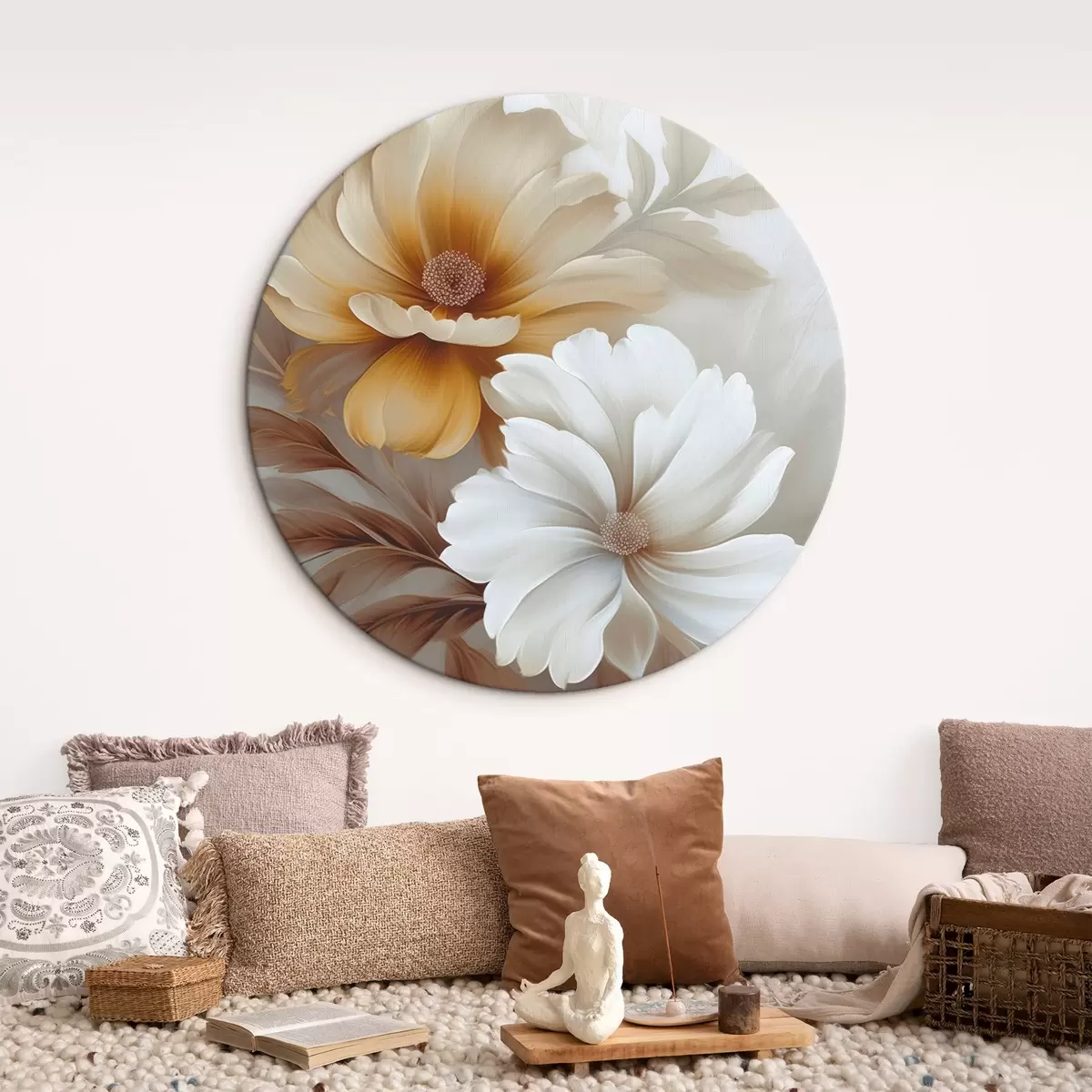 Runde Wandbilder Blumen mit Blättern r45745
