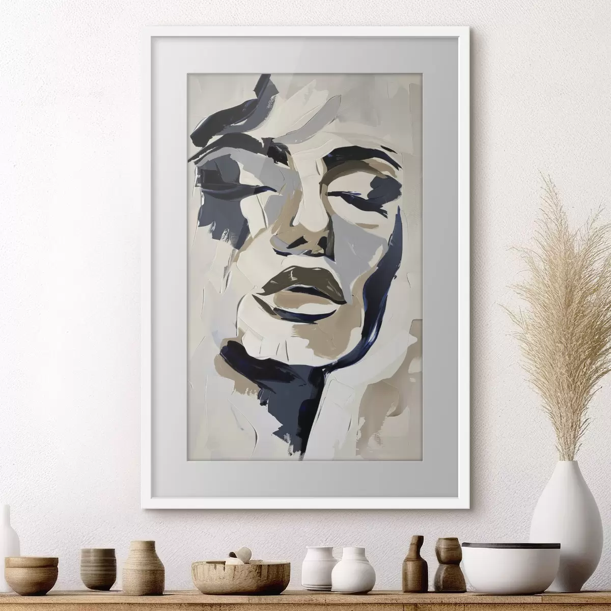 Poster Abstraktes Porträt einer Frau mit imitierten Pinselstrichen f45743