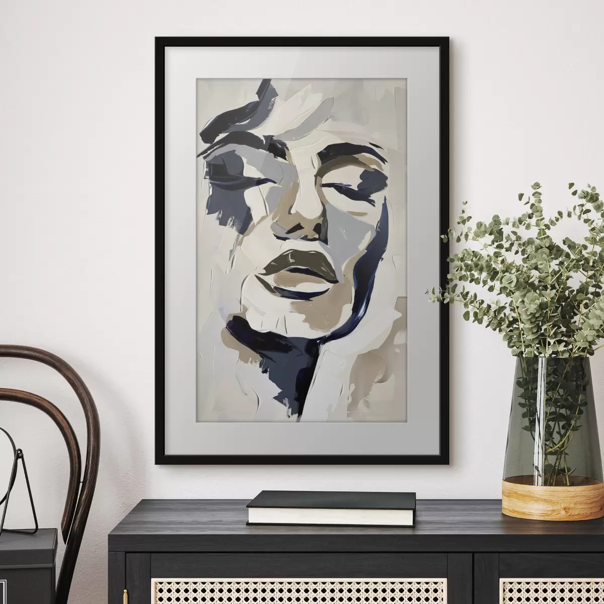 Poster Abstraktes Porträt einer Frau mit imitierten Pinselstrichen f45743