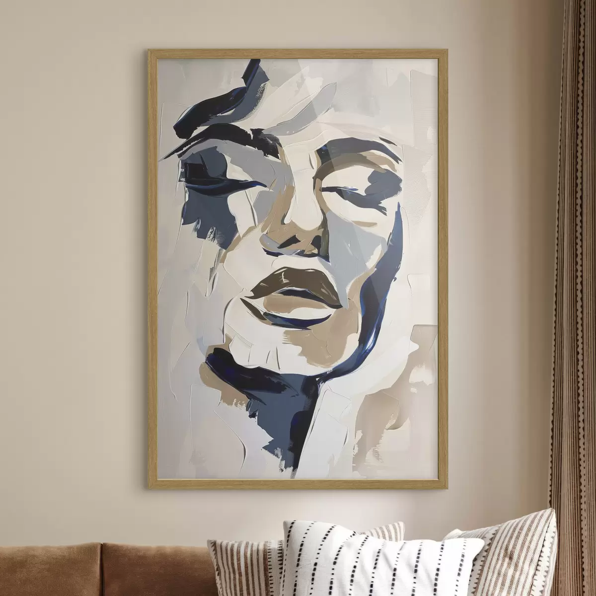 Poster Abstraktes Porträt einer Frau mit imitierten Pinselstrichen f45743