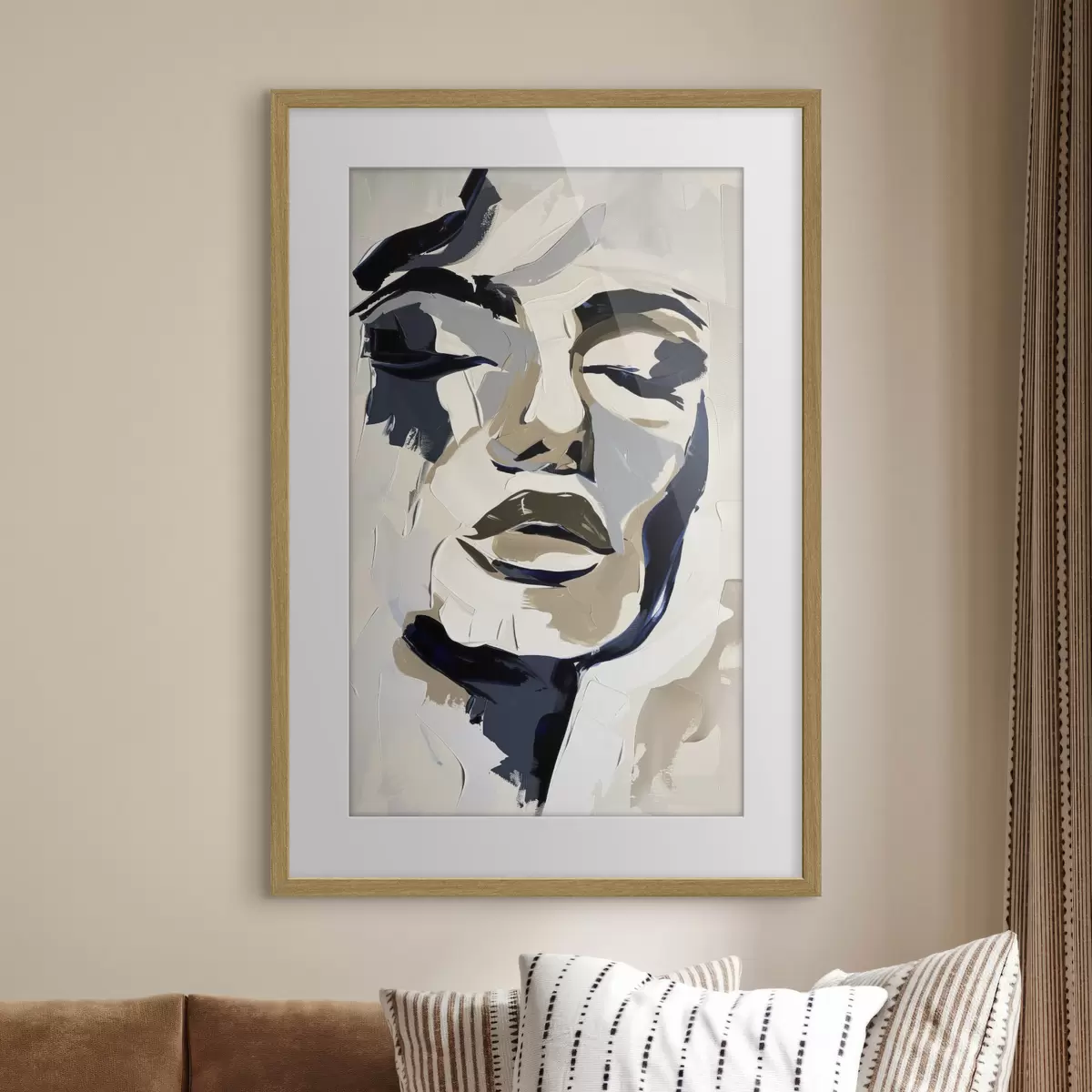 Poster Abstraktes Porträt einer Frau mit imitierten Pinselstrichen f45743