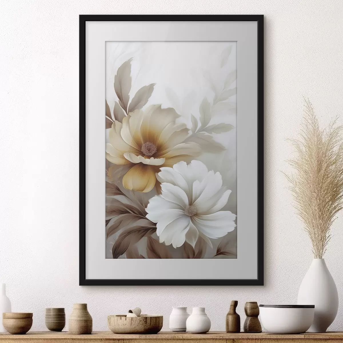 Poster Blumen mit Blättern f45745