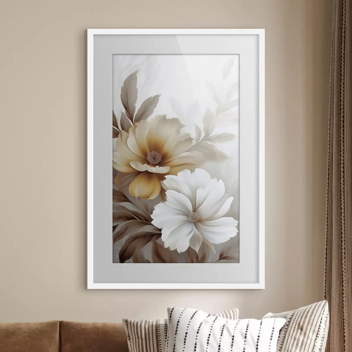 Poster Blumen mit Blättern f45745