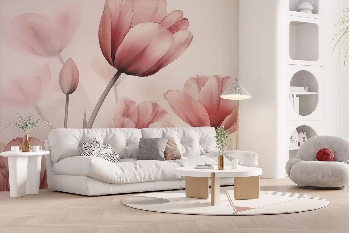 Fototapete Tulpen mit verbranntem Effekt und Textur w04519