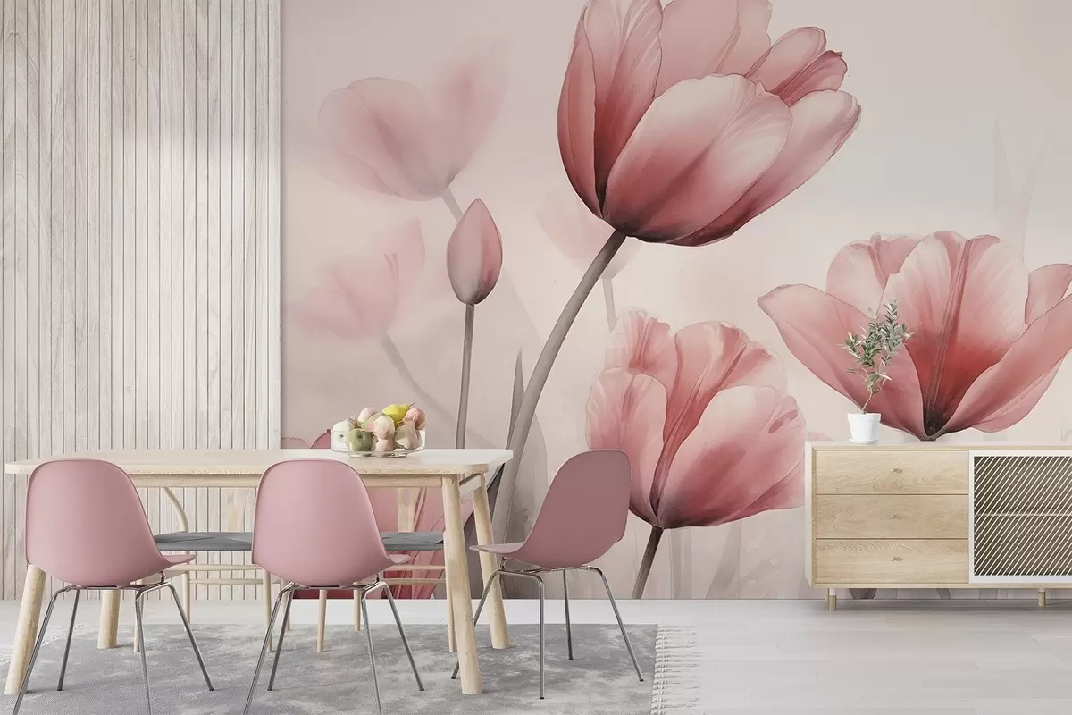 Fototapete Tulpen mit verbranntem Effekt und Textur w04519