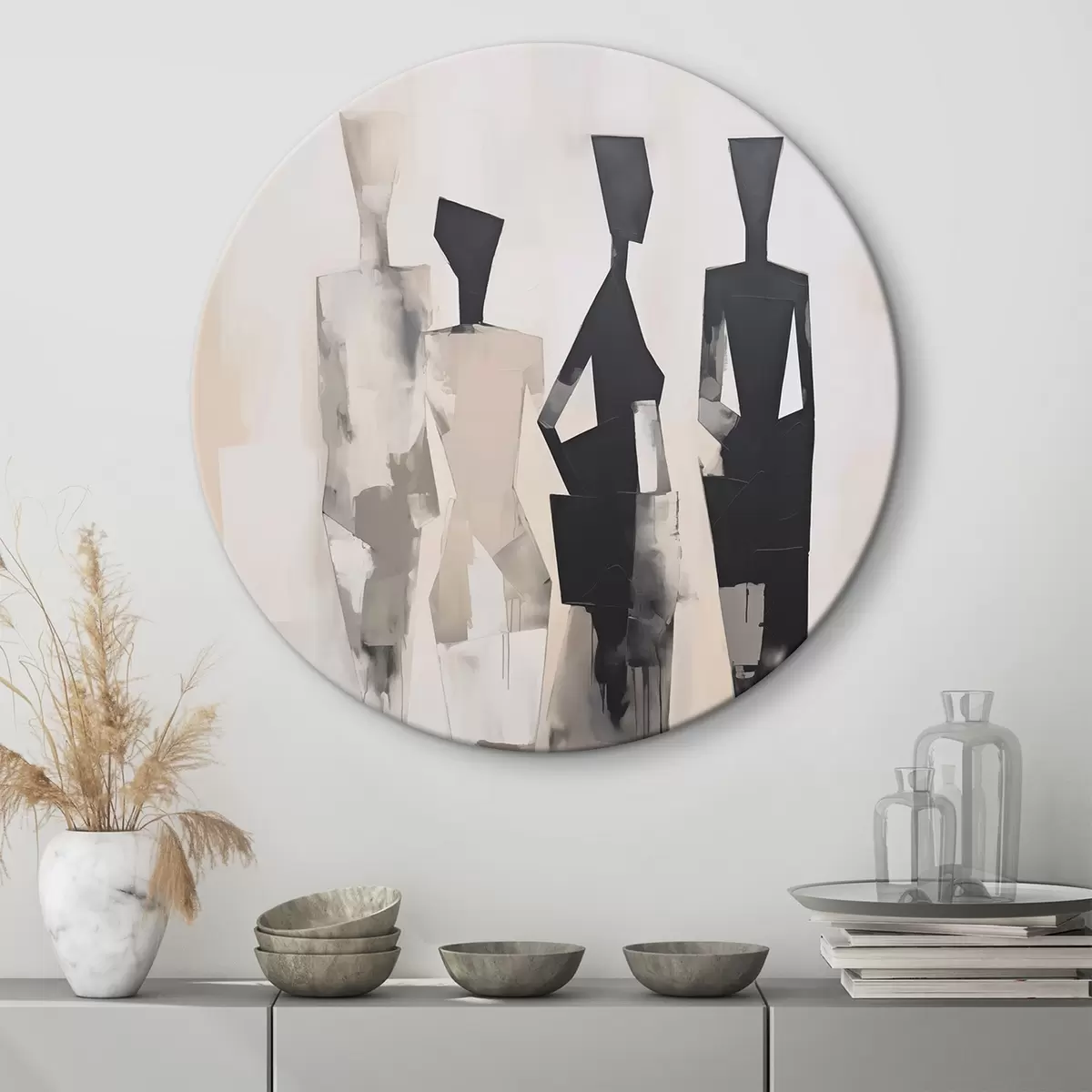 Runde Wandbilder Abstrakte Silhouetten von Menschen r45758